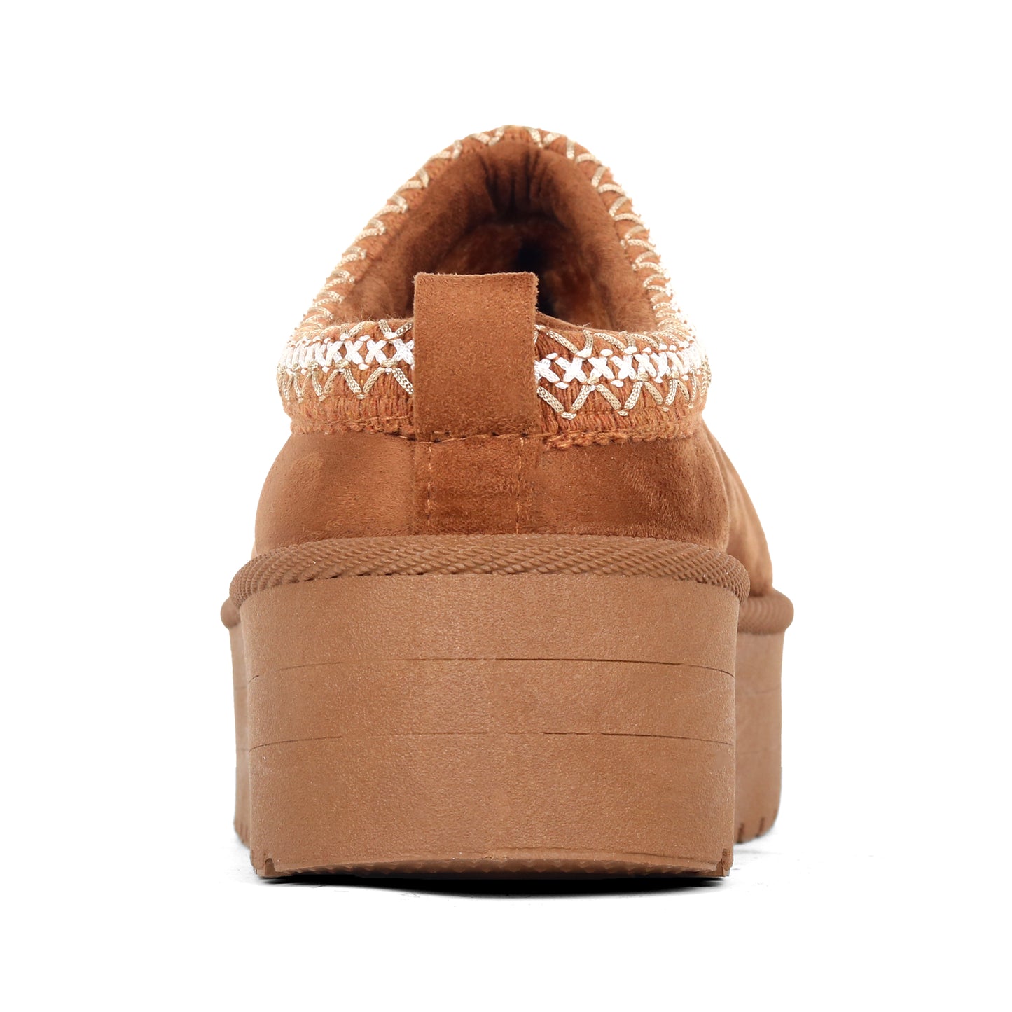 Amj Fashions Ladies Women Camel Platform High Sole Faux Suede And Fur Lined Mule Slippers Size UK 3-8