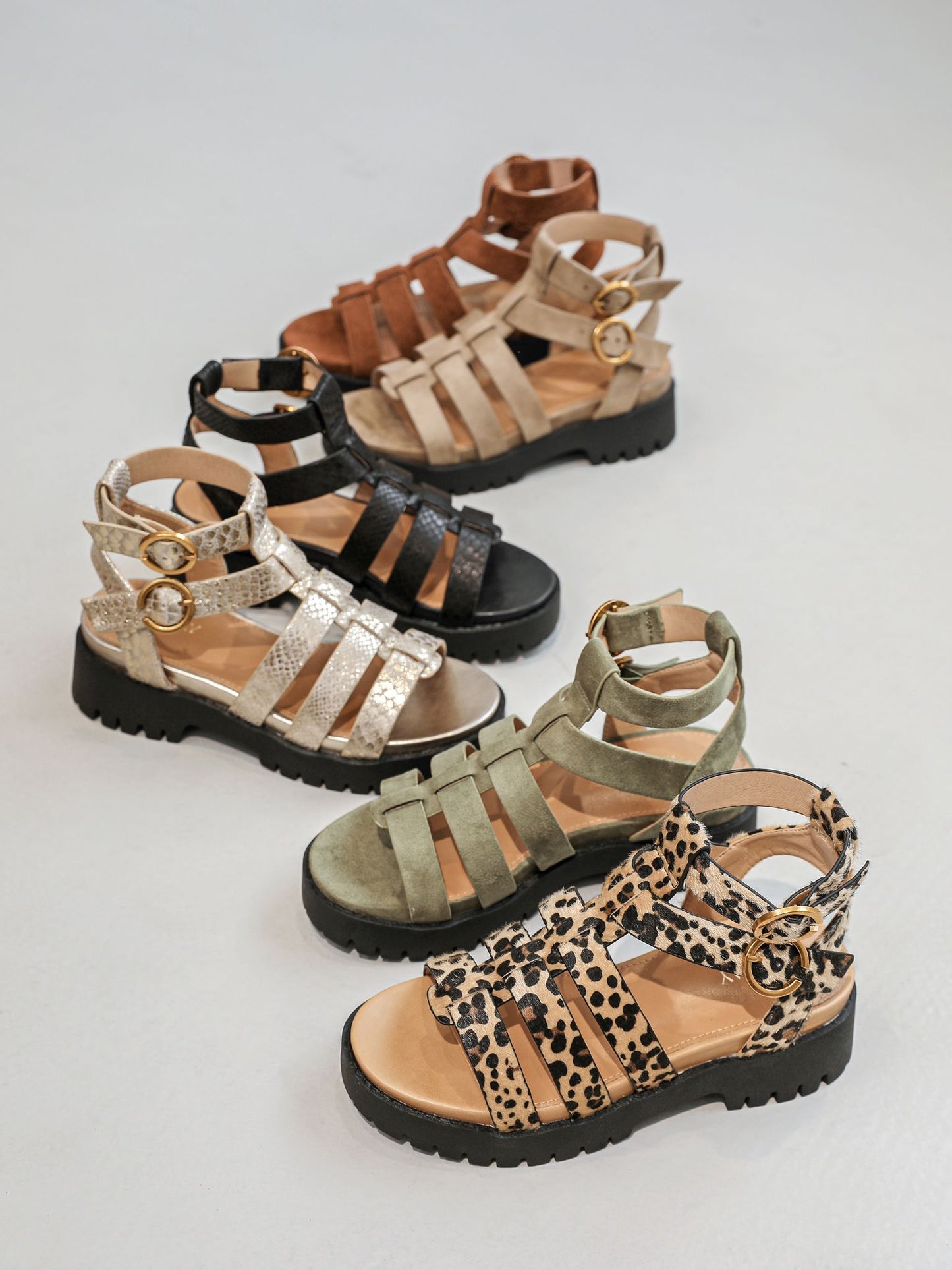 Amj fashions Women Ladies Chunky Platform Ankle Strap Leopard Slippers Size UK 3-8