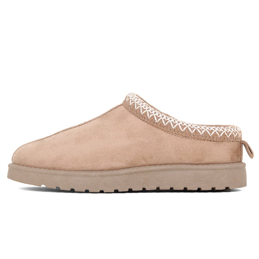 Amj Fashions Ladies Women Khaki Flatform Low Sole Faux Suede And Fur Lined Mule Slippers Size UK 3-8